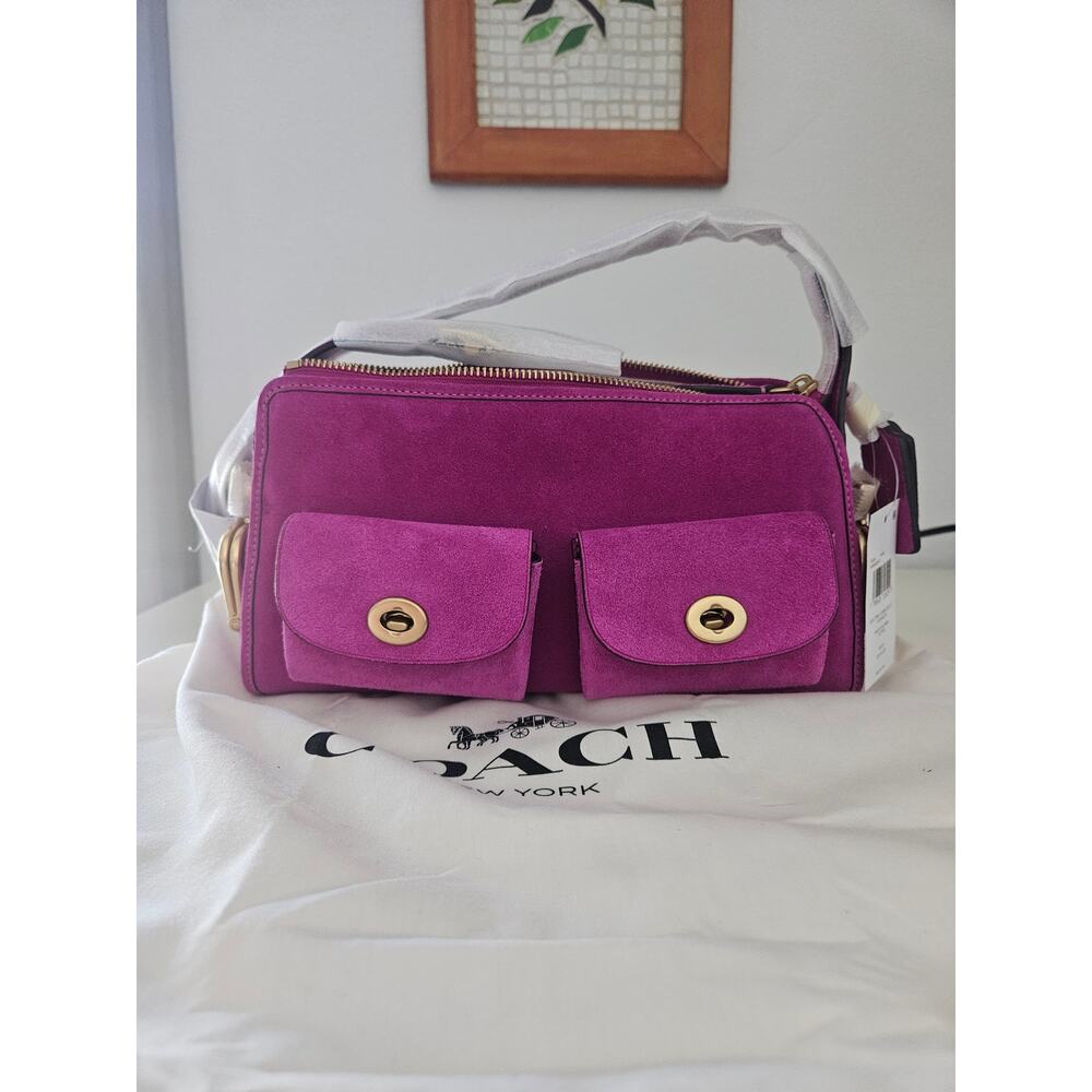 Turnlock Haversack Bag 27 in Magenta Suede - Picture 2 of 7